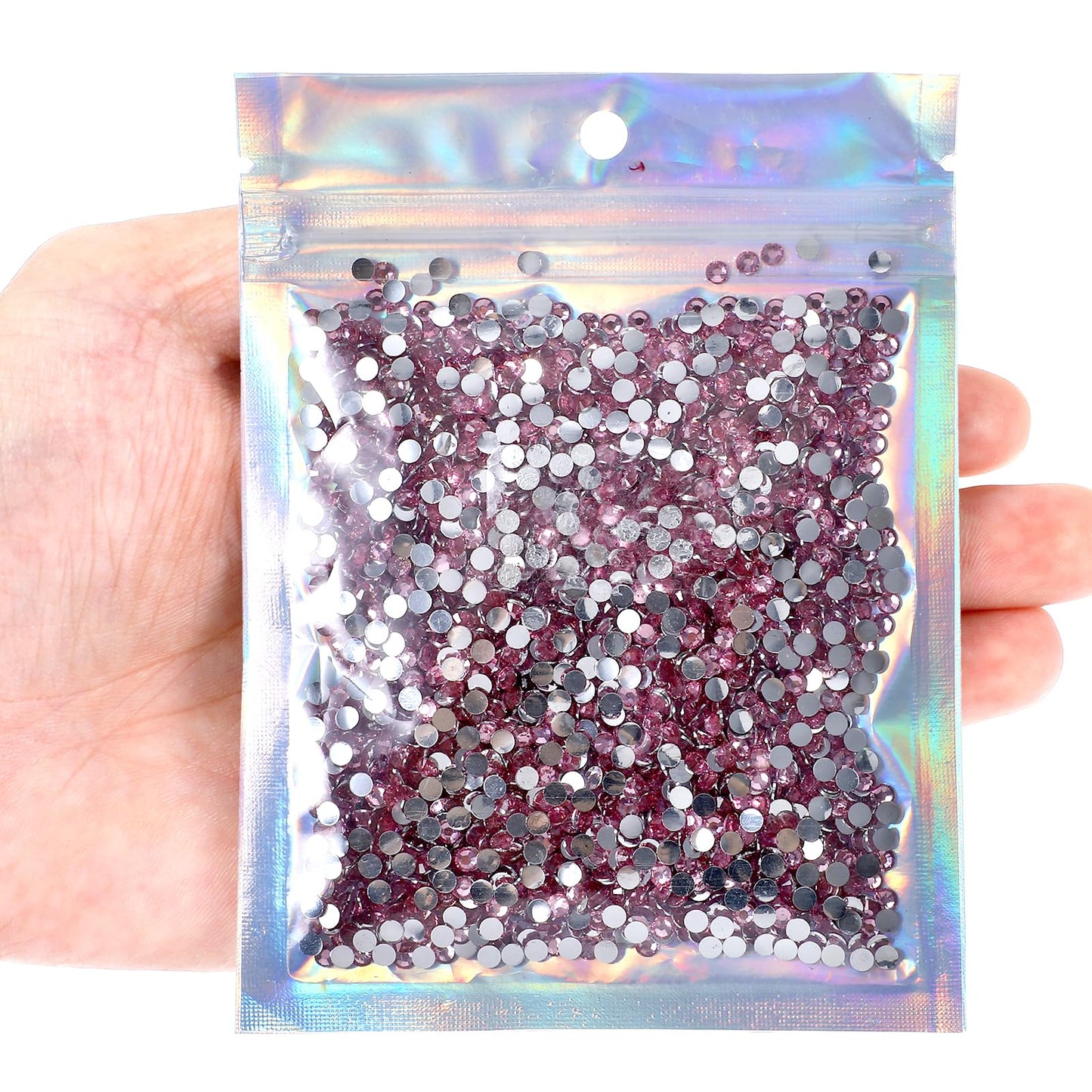 TIESOME 3000Pcs 4mm Resin Rhinestones, Glitter Sequins Embellishments Gemstones Hotfix Flatback Crystal Bling Diamonds for Nails, Clothing, Cups, Bottles, DIY Makeup Craft Decoration (Pink)
