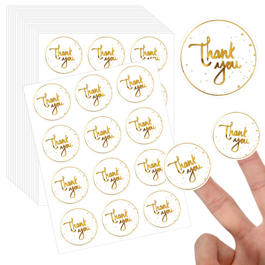 LXUEJIE 240 Pcs Gold Thank You Stickers, 1.4 in Thank You Round Labels Self Adhesive Envelope Seals Stickers for Small Business Packaging Wedding Festival Baby Shower Birthday Party