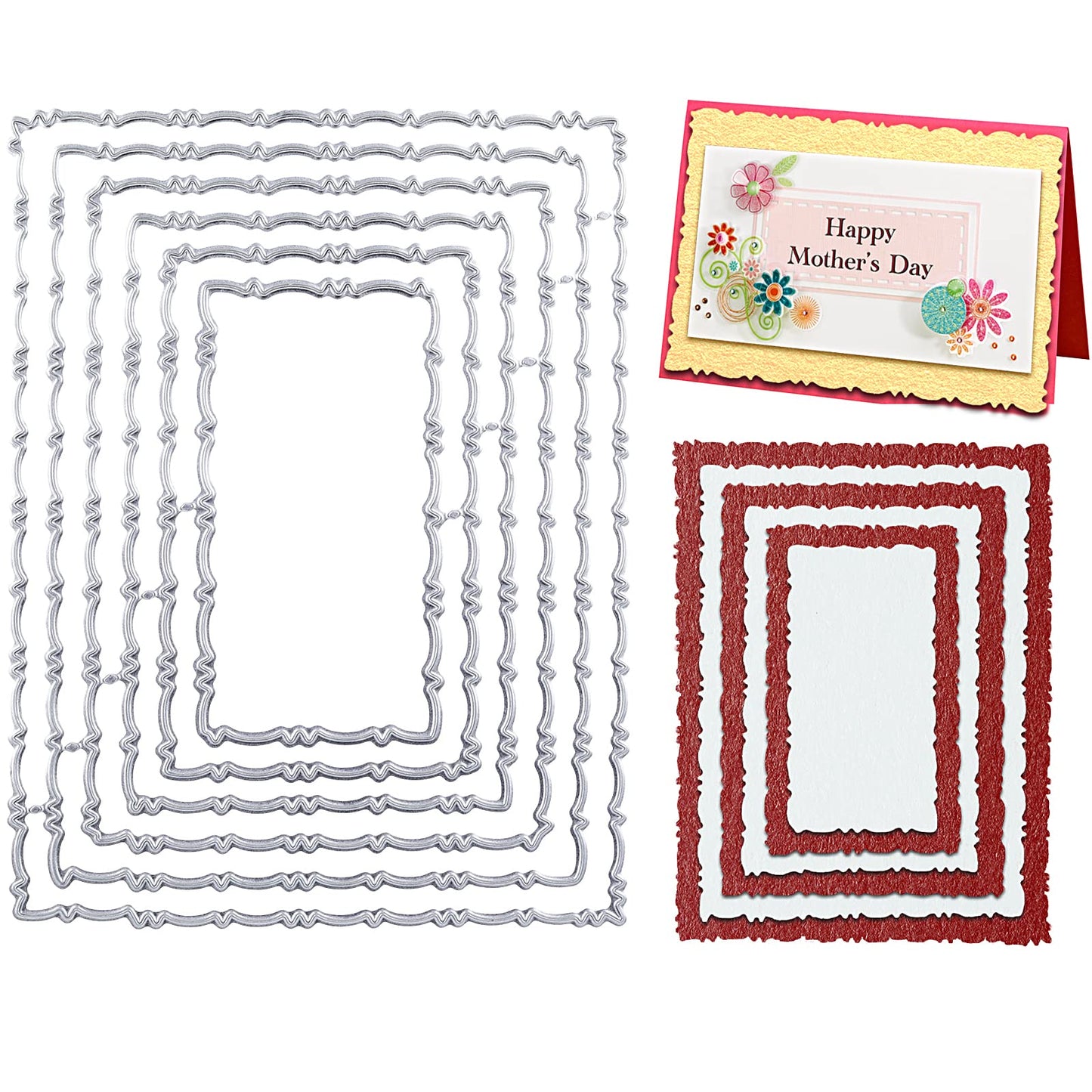 cobee Frame Metal Die Cuts, 6PCS Nesting Frame Die Cut Rectangle Frame Metal Cutting Dies Frame Cutting Dies Cut Stencils Metal Cutting Stencil Embossing Dies for DIY Card Making Scrapbooking
