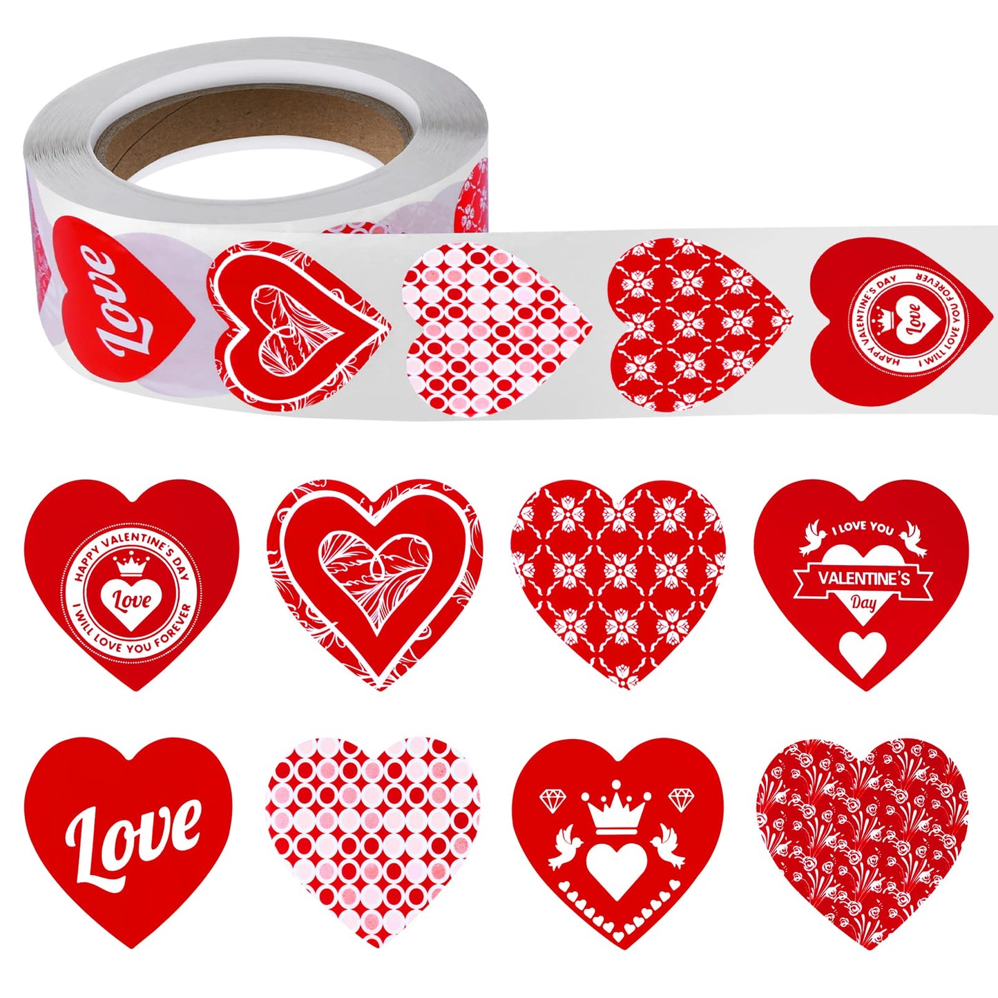 Molain Valentine's Day Love Heart Stickers for Envelopes, 500Pcs Love Decorative Sticker Adhesive Heart Label Thank You Stickers for Scrapbooking Wedding Birthday Baby Shower Party Favor Craft DIY