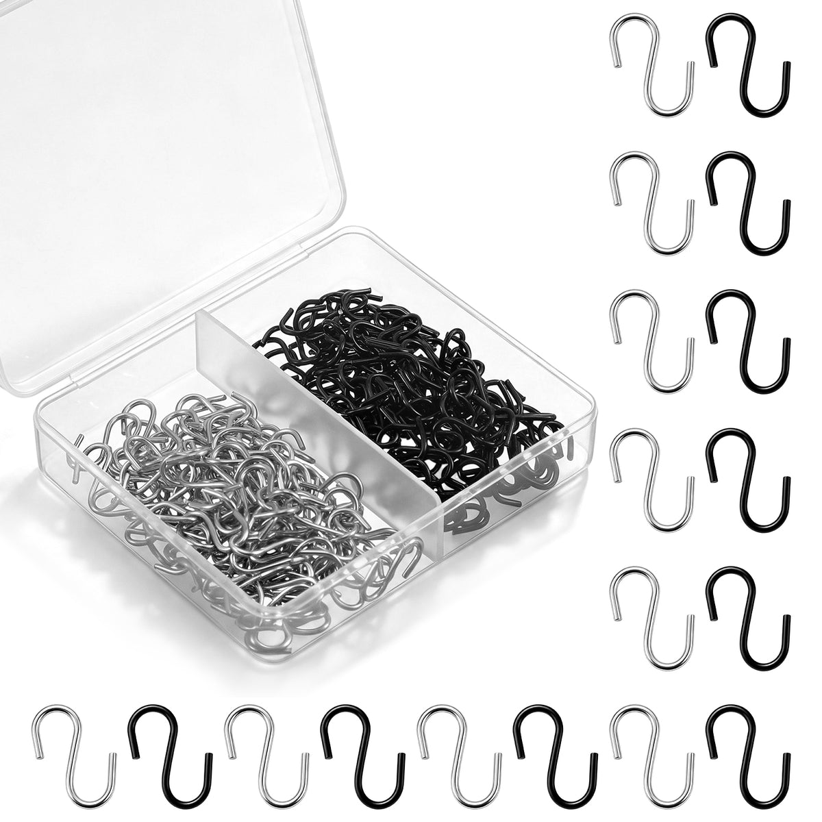 GEEHUA 200PCS Mini S Hooks, 0.6Inch Mini Ornament Hook S Wire Hangers
