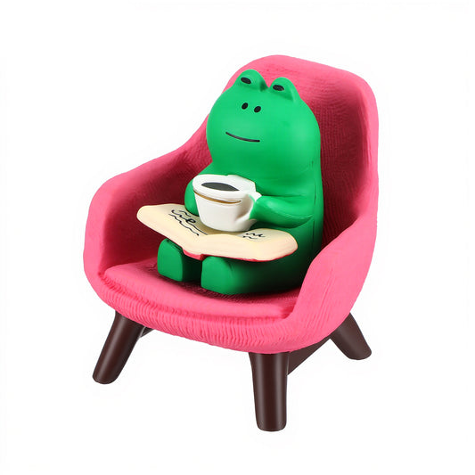 LXUEJIE 2 Pcs Mini Frog Figurine with Small Sofa, Miniature Frog Figurines Desk Decor Cute Frogs Gift for Frogss Lovers Funny Frogs Sculpture for Shelf Office Home Decor