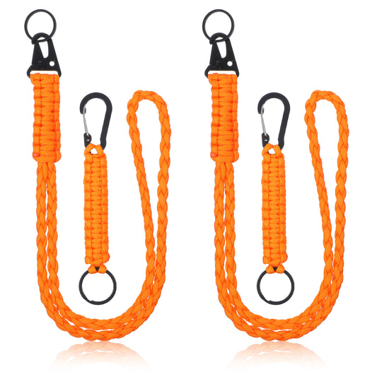 HJZHII Heavy Duty Paracord Lanyards, Braided Keychain Lanyard Set Necklace Parachute Rope Keychains Neck Key Ring Straps Belt Carabiner Clip for Backpack Handbag Shoulder Bag Charm Outdoor Sports