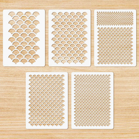 Molain 5Pcs Fish Scale Stencil, Face Painting Stencils Stencils Reusable Stencil Templates DIY Art Painting Templates for Make-up Stencils, Painting, Crafts, Wall Furniture