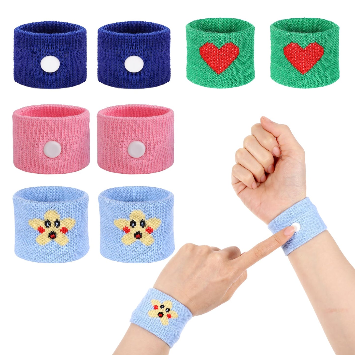 Amaxiu Motion Sickness Relief Bands, 8pcs Motion Travel Sickness Wristbands Natural Acupressure Nausea Relief Wristband for Pregnancy Morning Car Sea Flying Trip Dizziness Anxiety (Style C)