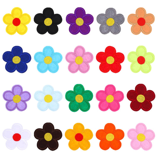 Amaxiu Sunflower Iron on Patches, 20 Pcs Flower Embroidered Applique Colorful Clothing Repair Patches Sewing Patches for Jeans Clothes DIY Craft 2 in