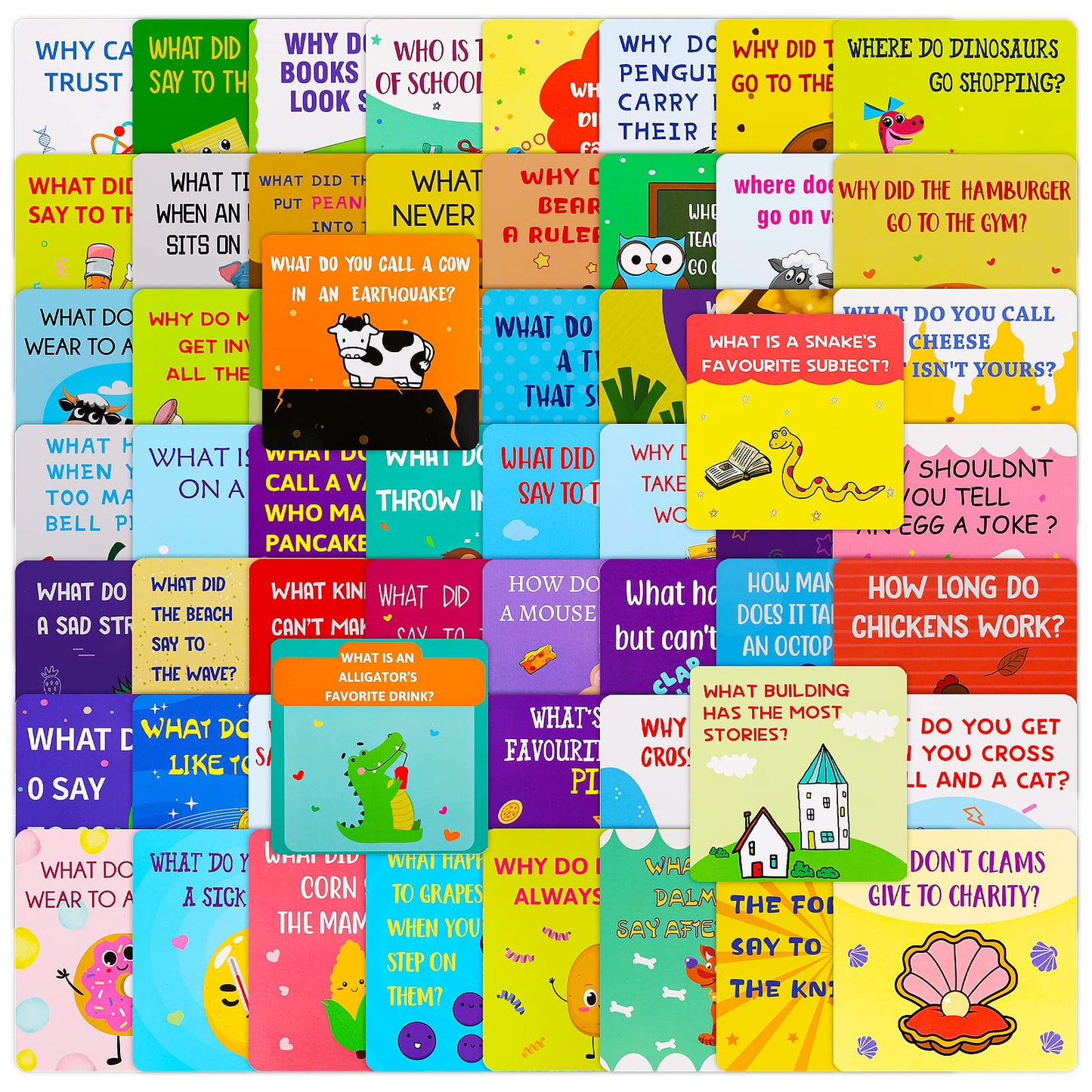 TIESOME 60 Pcs Cards for Lunchbox, Cute Positive Affirmation Lunch Box Cards for Kindergarten Kids, Inspirational and Motivational Love Lunchbox Notes for Boys Girls (Q&A Card)
