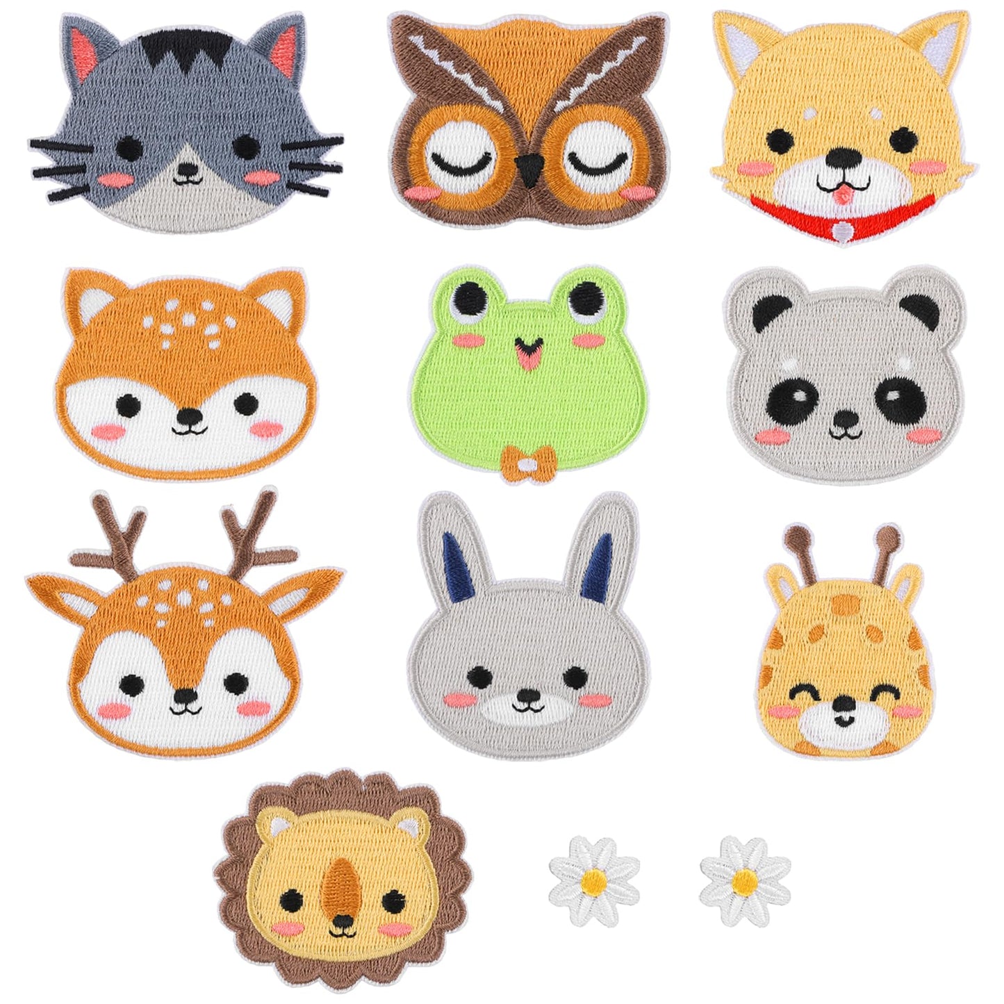 TIESOME Cute Animal Iron On Patches, 12PCS Cartoon Embroidered Patches Sew On Patches Sewing Flower Repair Applique DIY Accessory for Clothing Jackets Hats Backpacks Jeans