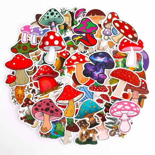 Molain Mushroom Stickers, 100 Pieces Cute Cartoon Stickers Waterproof Stickers Mushroom Graffiti Sticker for Laptop,Skateboard,Water Bottles,Computer,Phone,Guitar