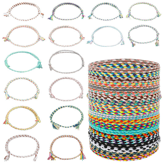 Amaxiu 20PCS Woven Wrap Friendship Bracelets, Colorful Handmade Braided Bracelet Adjustable Braided String Bracelets Stackable Bracelets Wave Bracelet Multicolor Beach Bracelets Boho Woven Anklets
