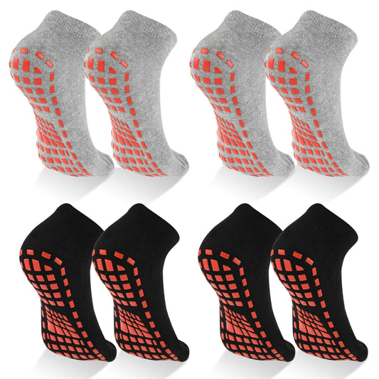 Bewudy 4 Pairs Yoga Socks with Grips, Non Slip Grip Socks for Yoga Pilates Ballet Dance Hospital, Socks for Women Men