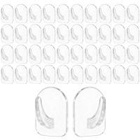 Cobee 40 Pcs Clear Adhesive Wall Hooks for Hanging, Removable Seamless Hooks Reusable Sticky Utility Hook with Non Marking Sticker Plastic Acrylic Sticky Hangers for Office Home Kitchen Bathroom