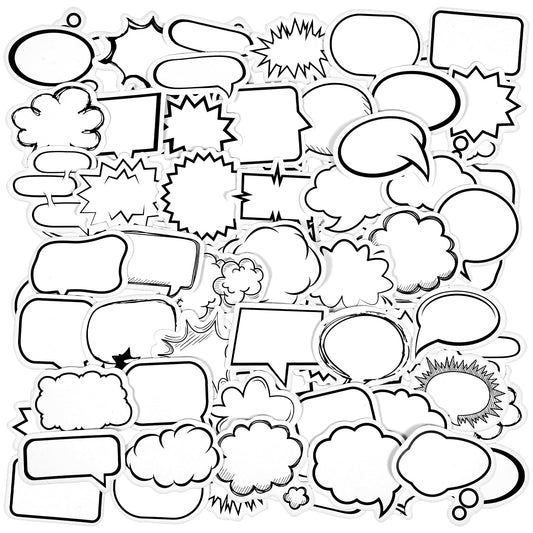 Amabro 90PCS Adhesive Dialog Box Paper Stickers Name Tag Stickers Assorted Shape Paper Stickers of Writing for Diary, Planner, Scrapbook, Album, Notebook