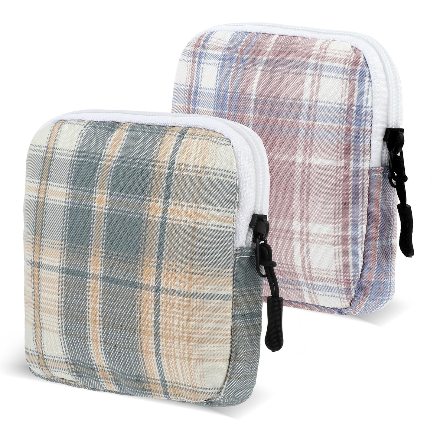 Amabro Sanitary Pad Storage Bags, 2PCS Tampon Pouch Menstrual Period Pouch Portable Sanitary Napkin Storage Bag with Zipper for Women Ladies Girls School Travel Feminine Product Purse(Purple, Yellow)