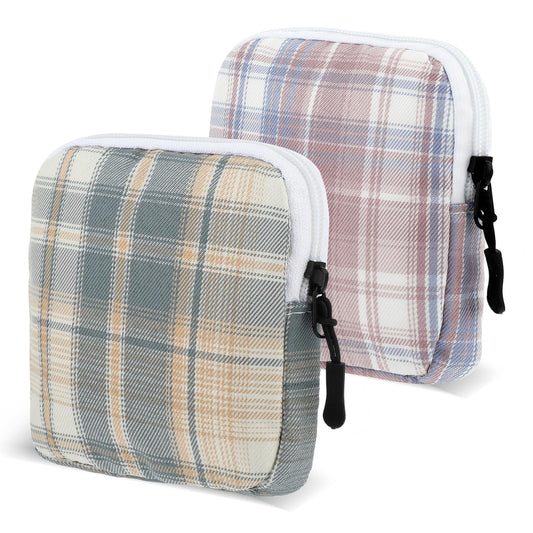 Amabro Sanitary Pad Storage Bags, 2PCS Tampon Pouch Menstrual Period Pouch Portable Sanitary Napkin Storage Bag with Zipper for Women Ladies Girls School Travel Feminine Product Purse(Purple, Yellow)