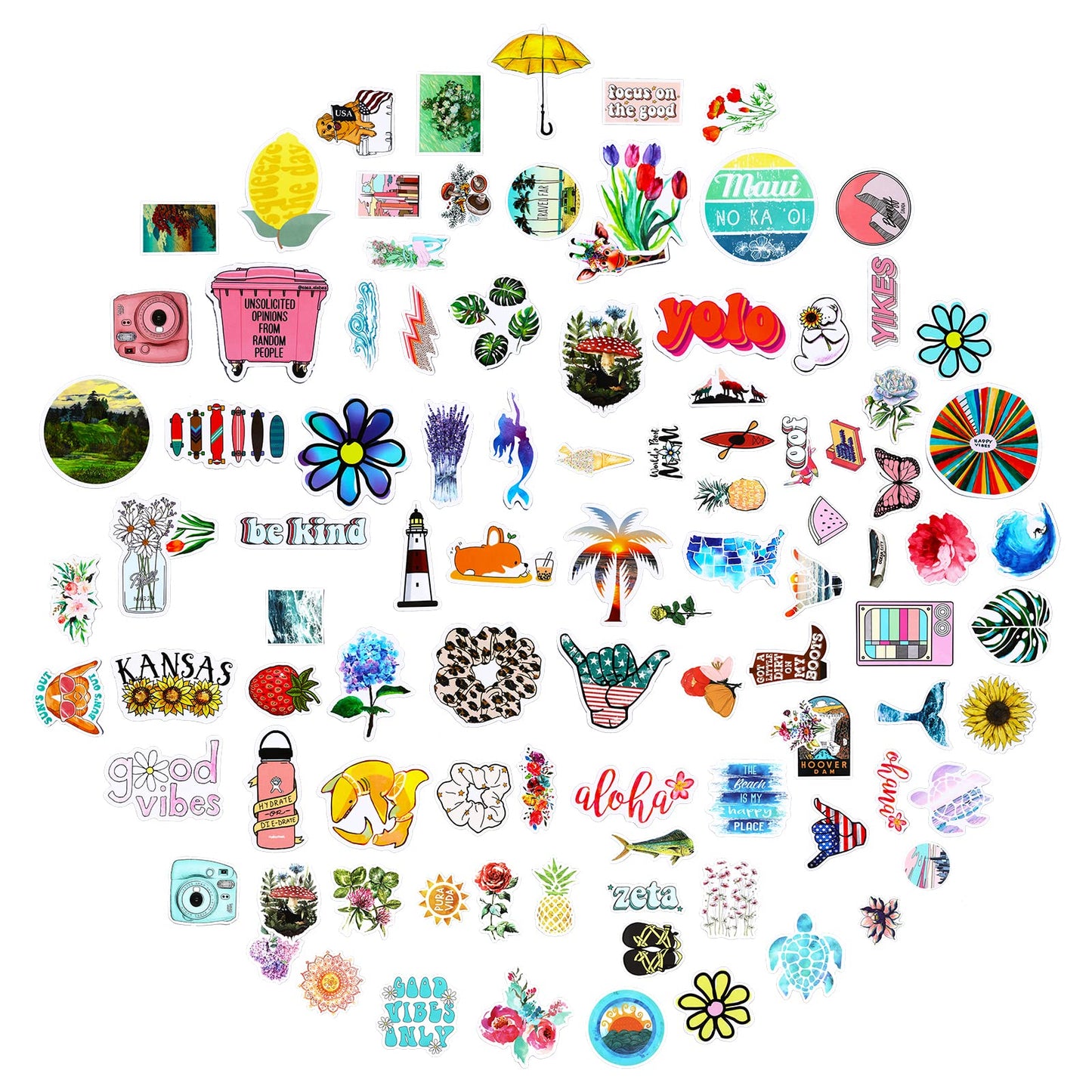 cobee Beach Theme Stickers, 100 Pieces Waterproof Vinyl Stickers Water Bottle Decals Beach Surfing Stickers DIY Decorative Stickers for Water Bottle Hydro Flask Laptop Luggage Car Bike Bicycle (A)
