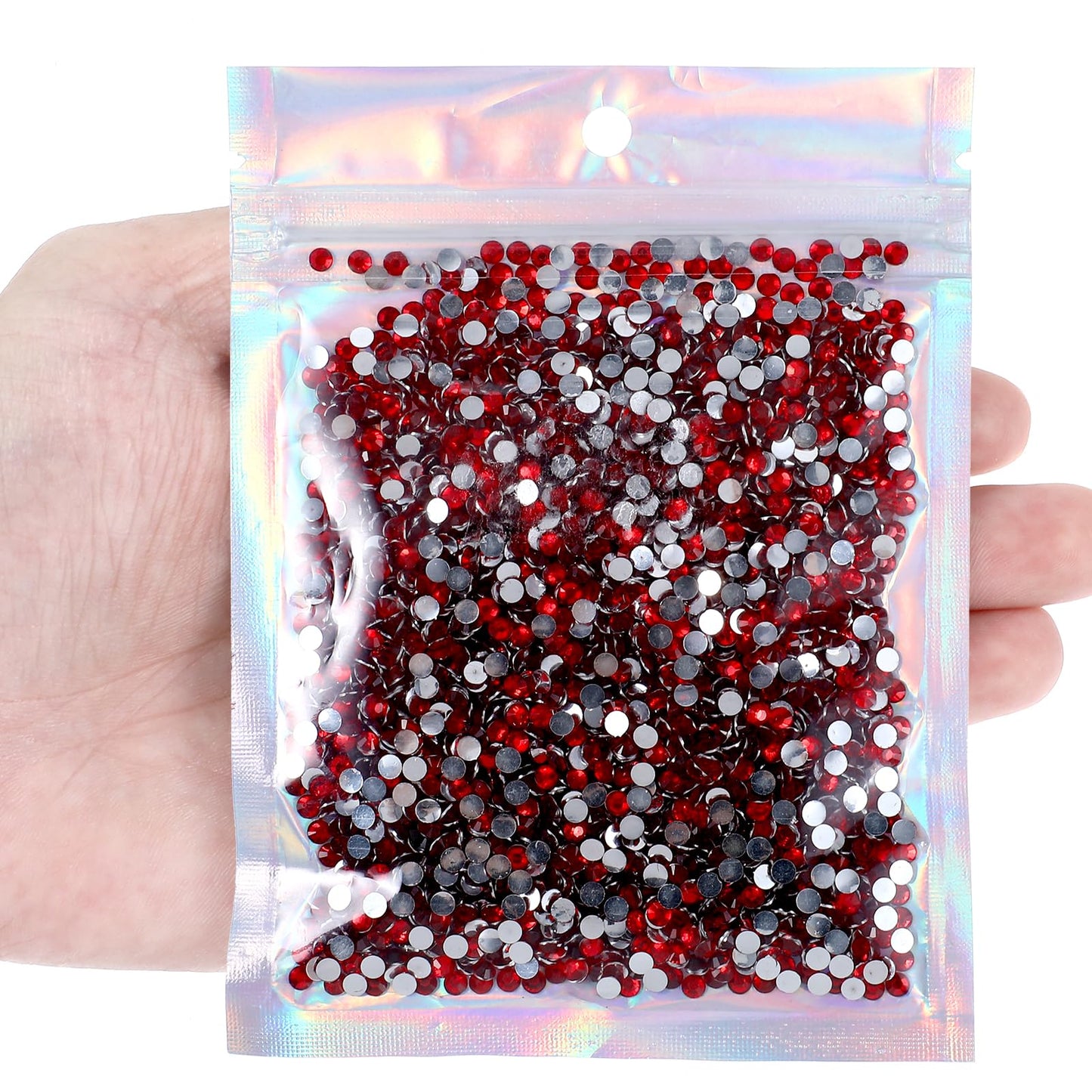 TIESOME 3000Pcs 4mm Resin Rhinestones, Glitter Sequins Embellishments Gemstones Hotfix Flatback Crystal Bling Diamonds for Nails, Clothing, Cups, Bottles, DIY Makeup Craft Decoration (Red)