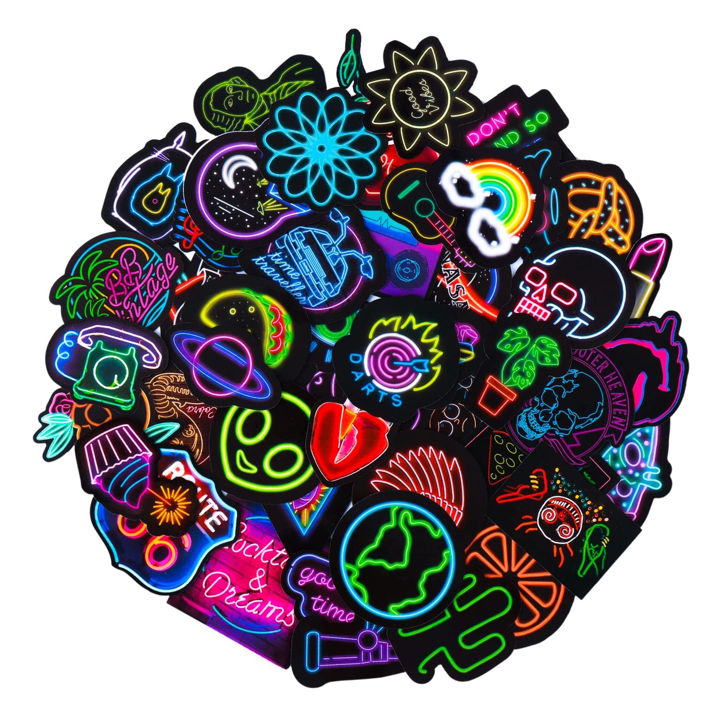 cobee Personalised Stickers,50 Pieces Cool Neon Stickers Aesthetic Sticker Waterproof Vinyl Graffiti Decals for Teens Laptop Skateboard Bike Car Water Bottle Helmet Luggage Guitar