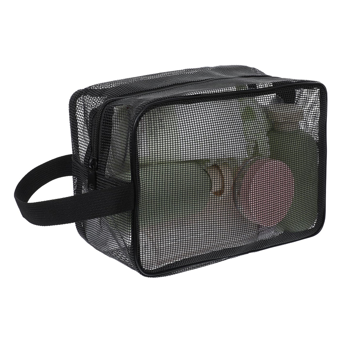 XLIUAX Mesh Shower Caddy Bag, Portable Rectangle Toiletry Bags Quick Dry Tote Bag with Zipper Toiletry Organizer Bags for Gym Travel Camping College Dorm Room Bathroom(9.8x4.3x6.3in)