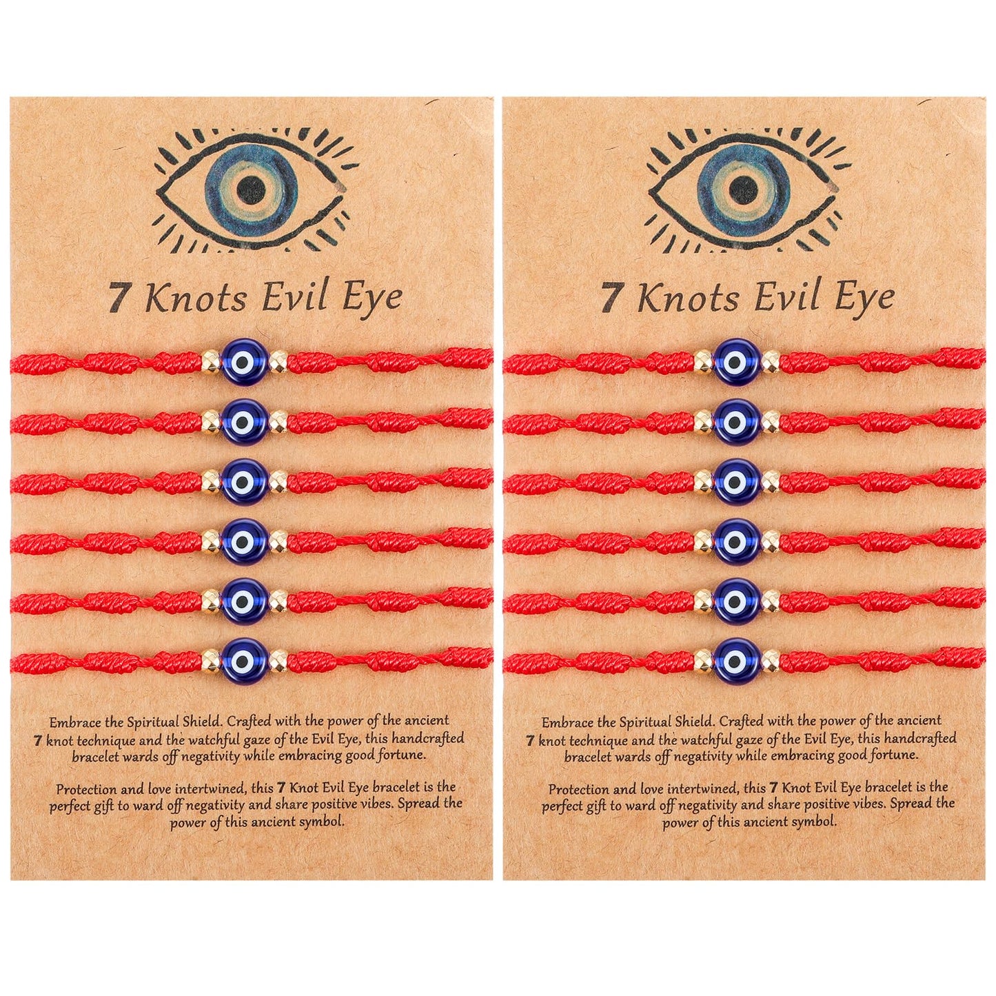 AOZUO Pack of 12 Nazar Bracelets, Evil Eye Bracelet, Turkish Eye Evil Eye Bracelet, Adjustable Lucky Bracelet with 7 Knots Red Cord, Braided Amulet, Jewellery, Handmade Bracelets, Protection Blessing,