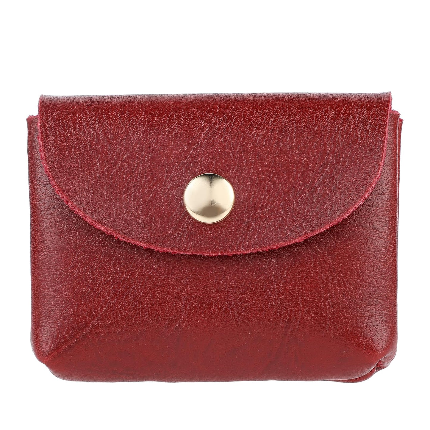 TIESOME Leather Mini Coin Pouch, Small Coin Purse Snap Closure Classic Pocket Wallet Simple Card Case Travel Coin Purse ID Credit Card Protective Bag for Men Women(red)