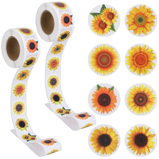Molain Sunflower Stickers 1 Inch with 8 Different Patterns Self Adhesive Summer Flowers Decorative Label Stickers for Baking Birthday Party Holiday Gifts Books Gift Bags Crafts(2)