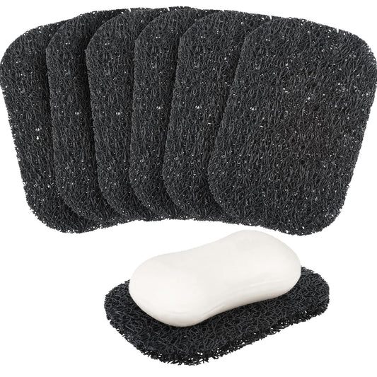 Amabro 6PCS Soap Holder Pads, Non-Slip Soap Bar Savers Self-Draining Soap Lifting Pads for Soap Dish BPA-Free for Shower Kitchen Bathroom Travel Hotel Cleaning Supplies(Black)