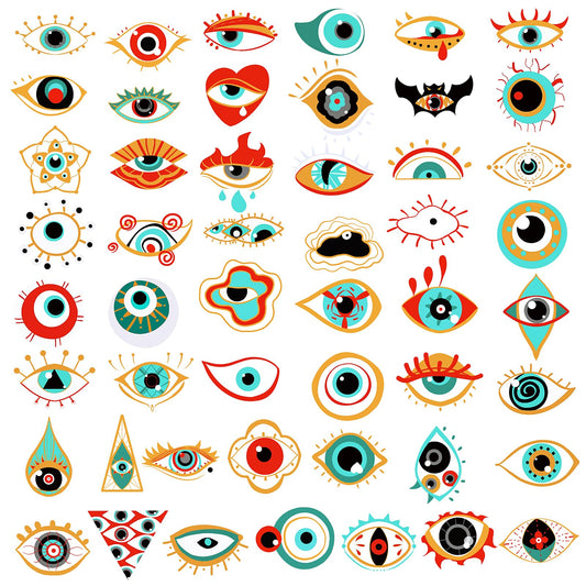Amaxiu 50Pcs Evil Eyes Stickers, Blue Eyes Decals Waterproof Vinyl Lucky Stickers Decals for Water Bottle Scrapbook Phone Laptop Luggage Suitcase