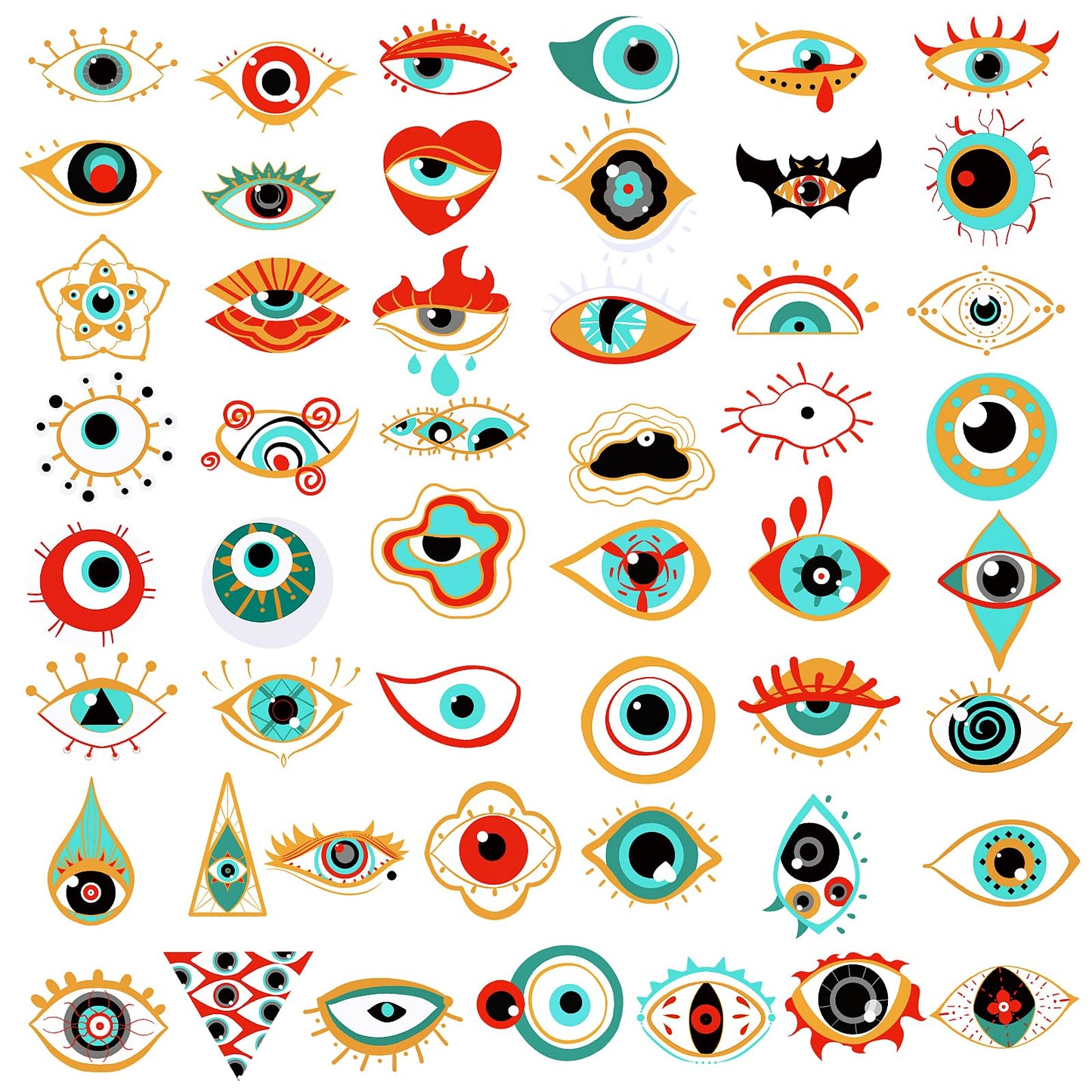 Amaxiu 50Pcs Evil Eyes Stickers, Blue Eyes Decals Waterproof Vinyl Lucky Stickers Decals for Water Bottle Scrapbook Phone Laptop Luggage Suitcase