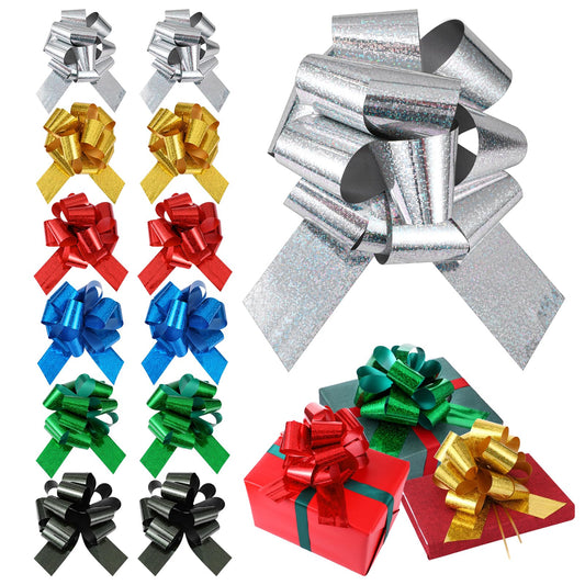 AOZUO 12Pcs Pull Bow for Gift Wrapping, Lage Gift Bows Colorful Gift Wrapping Bows Gift Ribbon Gifts Bags Decorating for Christmas Flower Bouquets Basket Wedding Birthday Baby Shower Housewarming