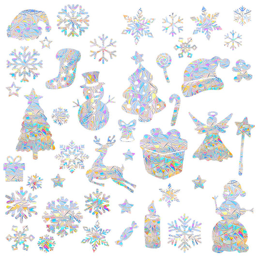 AOZUO Pack of 75 Snowflakes Window Decorations for Christmas, Winter Christmas Decoration, Window Suncatcher Decoration, Double-Sided Reusable Static Adhesive Window Decoration Snowflakes