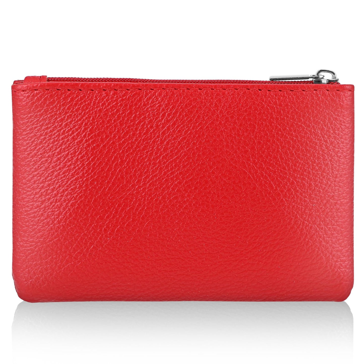 simarro RFID Blocking Coin Purse, PU Lychee Pattern Leather Zipper Coin Purse Portable Change Wallet Mini Coin Pocket Slim RFID Pouch for Men Women Credit Card ID Key Headset Lipstick (Red)