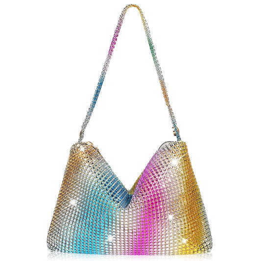 Giantree Bling Rhinestone Handbag for Women, Sparkly Evening Handbag Dumpling Bag Dinner Bag Lady Girl Party Shiny Clutch Purse for Evening Prom Wedding Party Banquet(Colorful)
