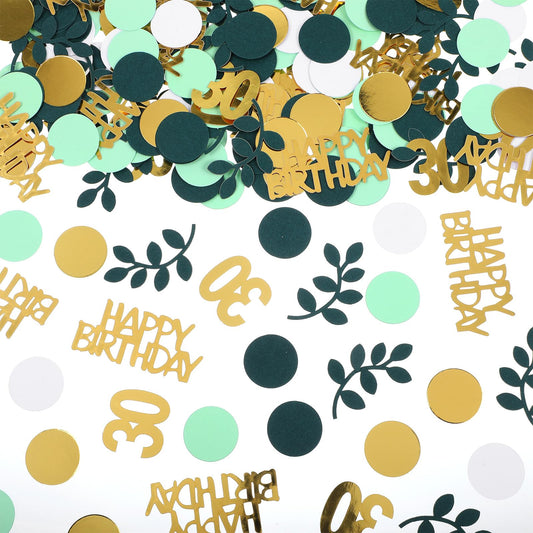 MBAIYO Pack of 200 Confetti 30th Birthday Decoration Green Table Decoration 30th Birthday Women Men 30s Happy Birthday Confetti Gold 30th Decoration Confetti 30 Years Party Decoration