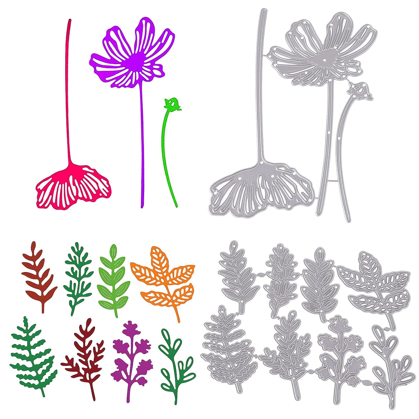 cobee Flower Metal Cutting Dies, 11PCS 3D Flower Die Cuts Flower Leaves Embossing Stencils for Card Making Wildflowers Cutting Die Flower Craft Dies Cut for DIY Paper Scrapbooking Photo Album Decor