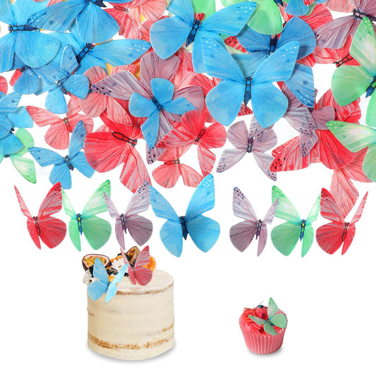 Giantree 72 Pcs Edible Butterflies for Cake Decorating, 3D Colorful Butterfly Cake Topper Butterfly Cupcake Decorating for Wedding Birthday Anniversary Flower Themed Party Decorating