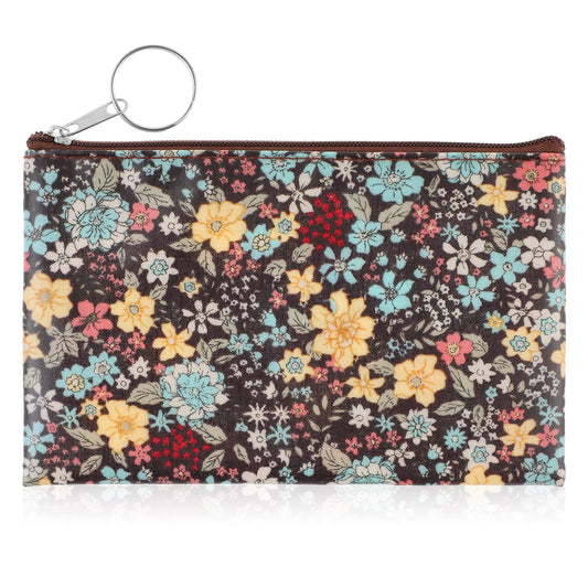 Amabro Small Coin Purse for Women, Boho Wallet Coin Bag with Keychain Zipper Pouch Change Wallet Cash Lipstick Storage(Black)