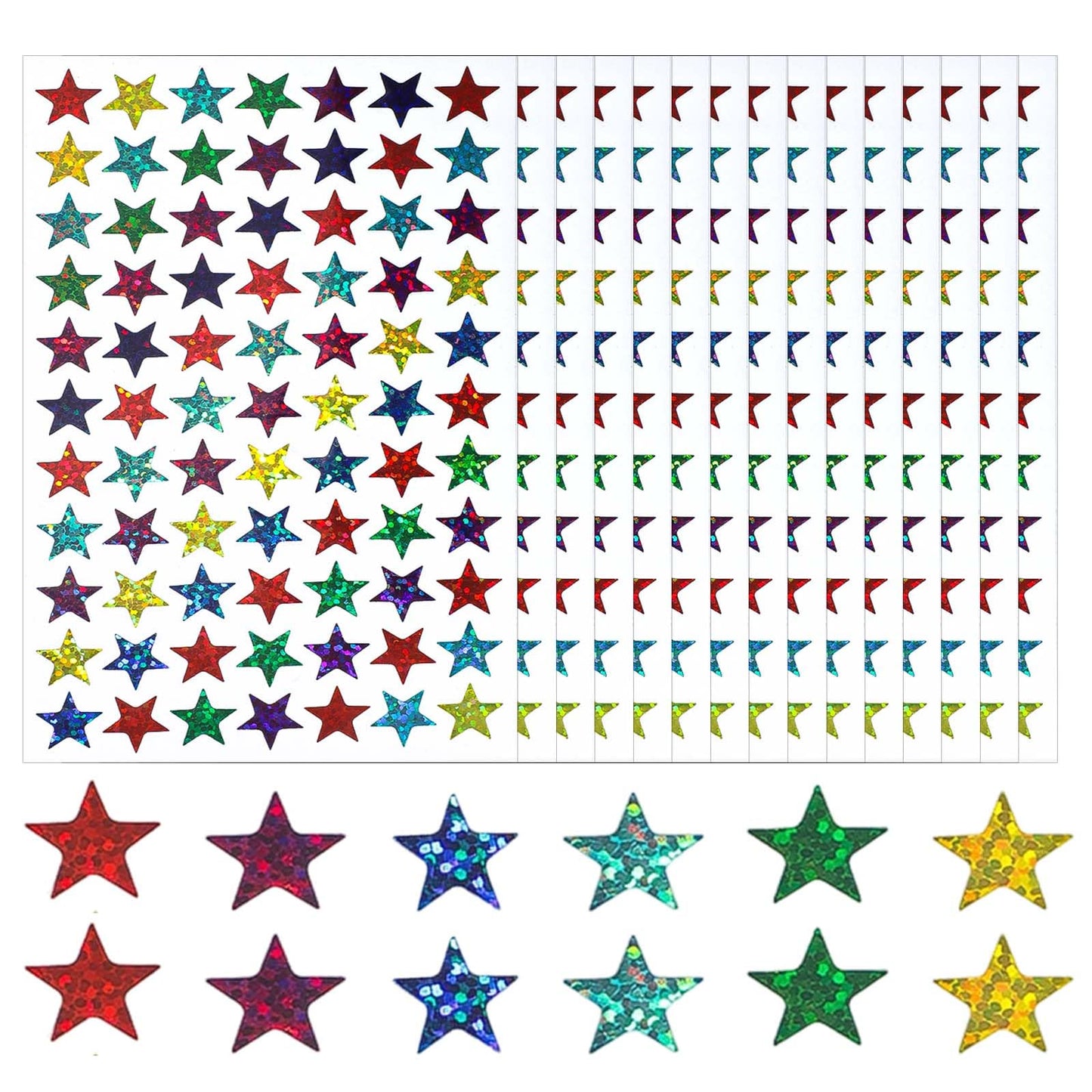 simarro Gold Stars Stickers, 1800 Pcs 30 Sheets 60 Per Sheet, Stars Sticker for Kids Reward Chart, Small Gold Star Sticker for Classroom Behavior, Teachers Parents Office Supplies(Colorful)