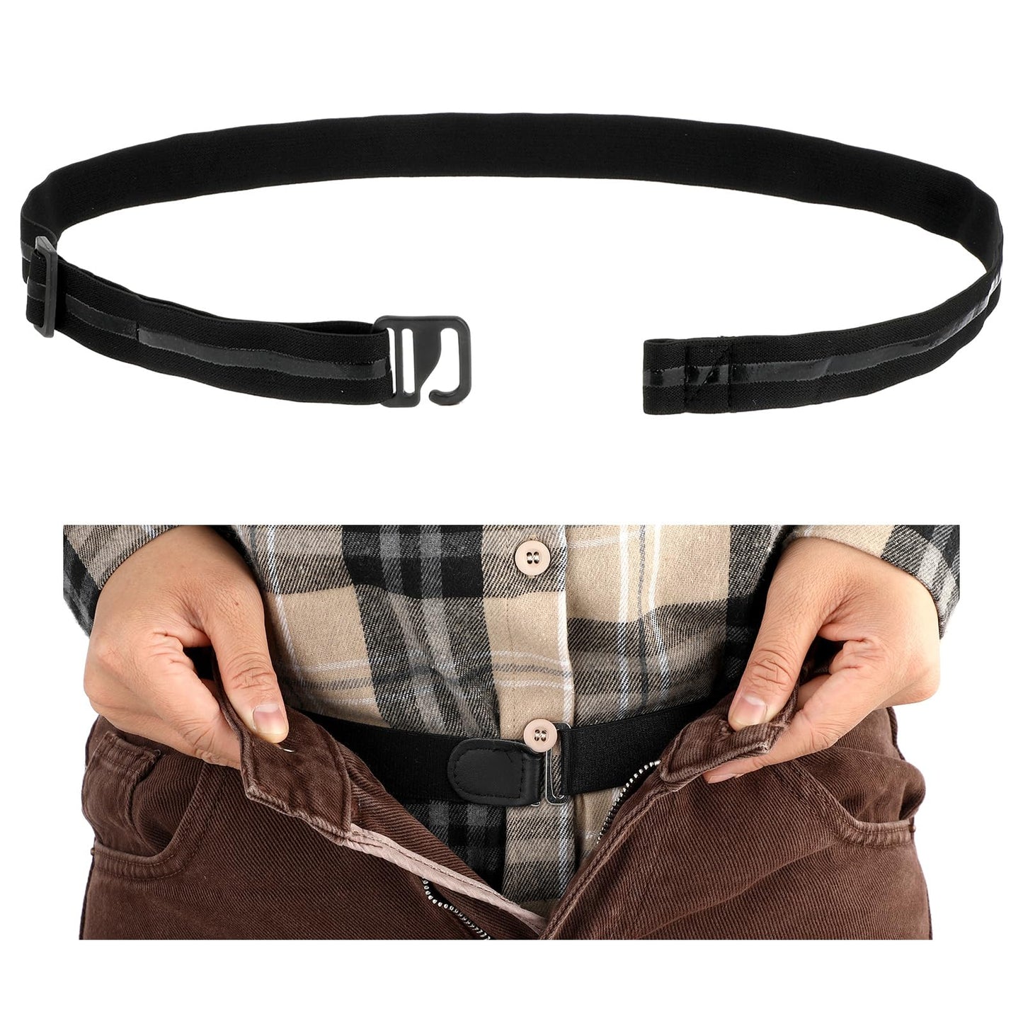 simarro Unisex Shirt Fixed Waistband, Adjustable Non-slip Shirt Anti-wrinkle Strap Stretch Invisible Belt Keep Business Shirt Tucked Shirt Stay for Men and Women (Upgraded Black)