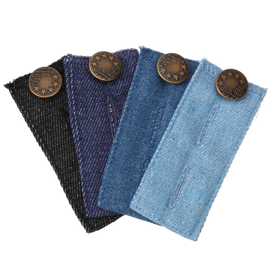 Giantree Denim Waist Extenders, 4 Pcs Adjustable Waistband Expanders with Metal Button for Pants Jeans Trousers Skirt for Women Men, Waistband Button Extenders Set(Assorted Colors)