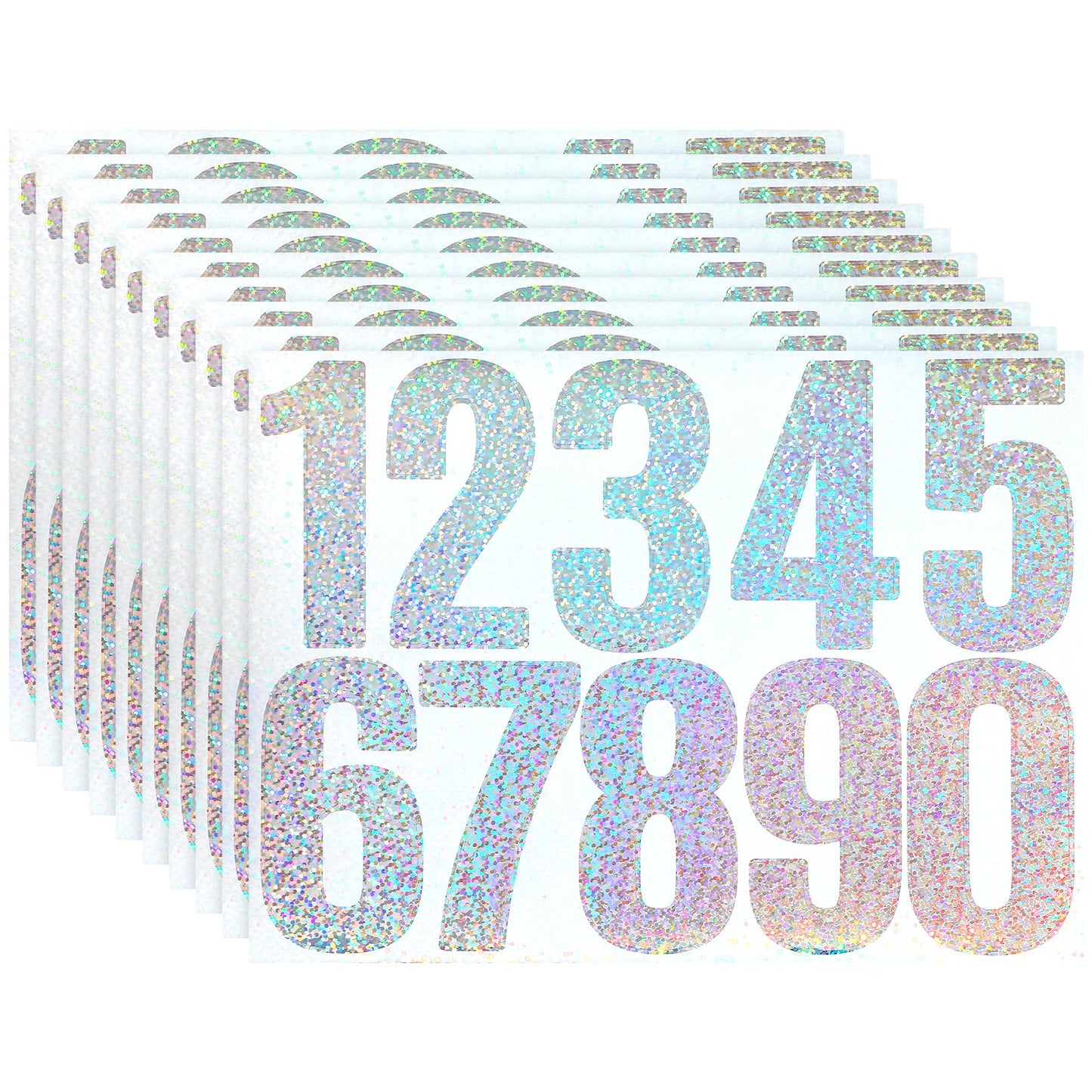 XLIUAX 10 Sheets Large Number Stickers, 0-9 Reflective Postbox Stickers, Number Stickers, Weatherproof House Number Stickers for Mailbox, Postbox, House Numbers, Signs, Wheelie Bins (Colour)