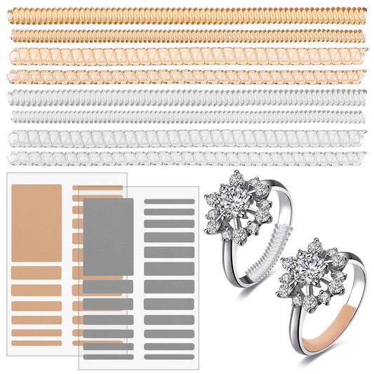 Amaxiu Invisible Ring Sizer Adjuster for Loose Rings, 46 Pcs Spiral Ring Adjusters Fit Wide Rings Jewelry Spiral Ring Tightener Spacer Ring Guards Resizer Spiral Ring Tightener for Women Men Rings