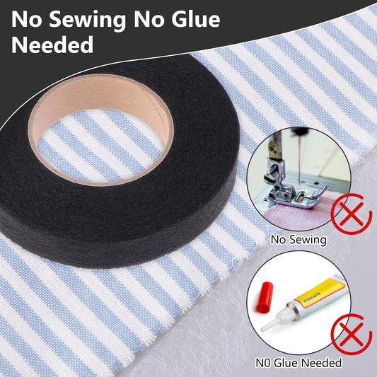 Andibro 2 Rolls 64m/210Feet Iron On Hem Tape for Trousers,Iron-On Hemming Tape No Sewing Hem Tape Fabric Fixing Tape Fabric Fusing Tape Alteration Hemming Tool for Pants Jeans Trouser Skirt Clothes(A)