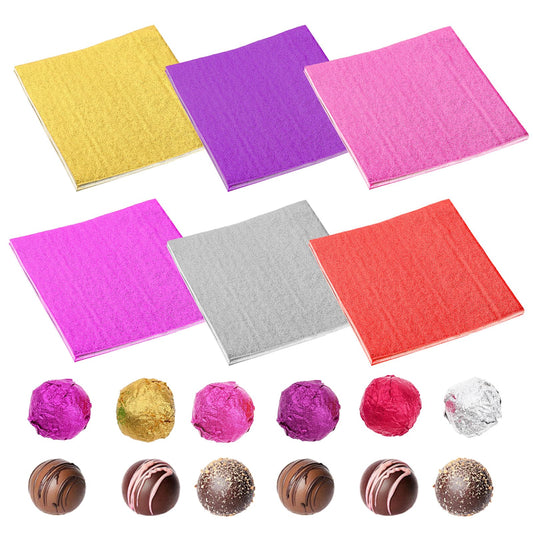 Giantree 600 Pcs Foil Candy Wrappers, 4 Inch Foil Candy Wrappers, 6 Colors Sugar Candy Aluminum Foil Wrappers, DIY Homemade Caramel Candy Chocolate Packaging Wrapping Papers(Color B)