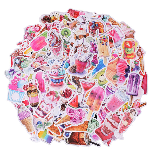 Cobee 100 PCS Cute Sweets Stickers, Waterproof Candy Decals Kawaii Cartoon Sticker Water Bottles Stickers Ice Cream Cupcake Vinyl Decals for Laptop Car Bike Phone (B)