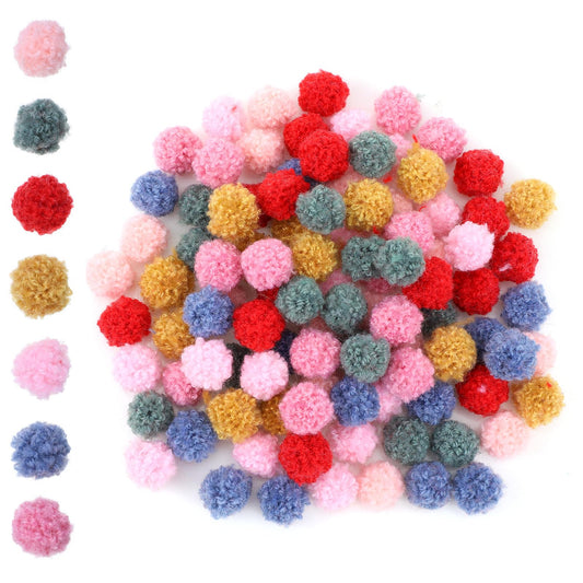 MBAIYO Colourful Pompoms for Crafts, Pack of 100 15 mm Pompoms Mini Felt Balls Multicoloured Fluffy Pompom Set Small Bobble Balls for Hair Accessories DIY Creative Crafts Party Decoration