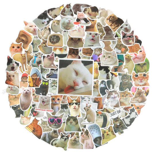 Amaxiu Funny Vinyl Cat Stickers, 100 Pcs Cute Cat Decals Waterproof Water Bottle Stickers Aesthetic Kawaii Kitten Stickers for Cat Lovers Adults Scrapbook Laptop Journal(B)
