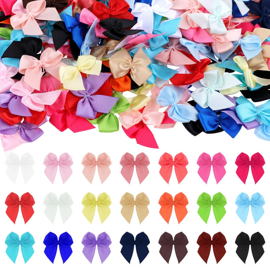 Molain 150 Pack Small Multicolor Craft Bows, 1 Inch Satin Ribbon Bows for Presents Satin Decoration DIY Craft Tiny Bowknot for Gift Wrapping Hair Clip Flower Bouquet Birthday Sewing Scrapbooking