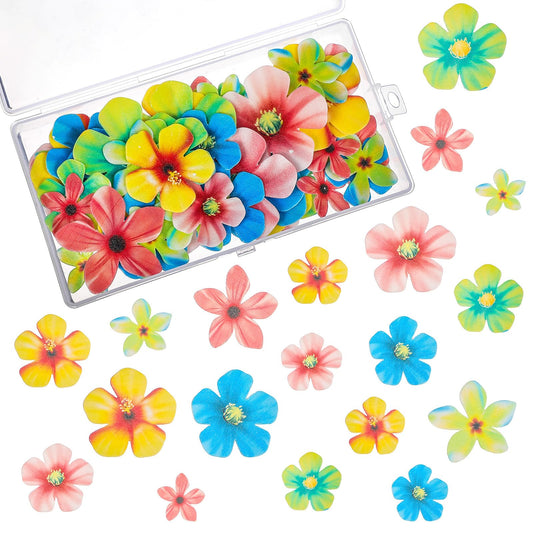 MBAIYO Pack of 70 Edible Blossoms Cake Decorations, Cherry Blossoms Cupcake Decoration Flowers Decoration Colourful Edible Blossoms Cupcake Jewellery for Wedding Anniversary Wedding Birthday Party