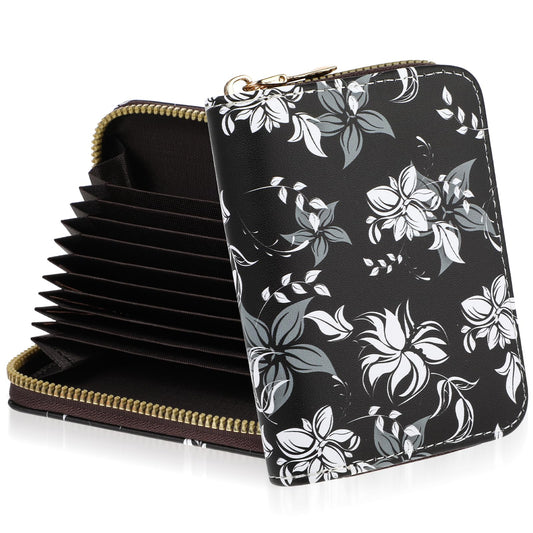Amaxiu RFID Credit Card Holder Wallets for Women, Leather Zipper Card Case Small Card Case Wallet Business Card Organizer for Credit or ID Cards Driver's Licenses(D)